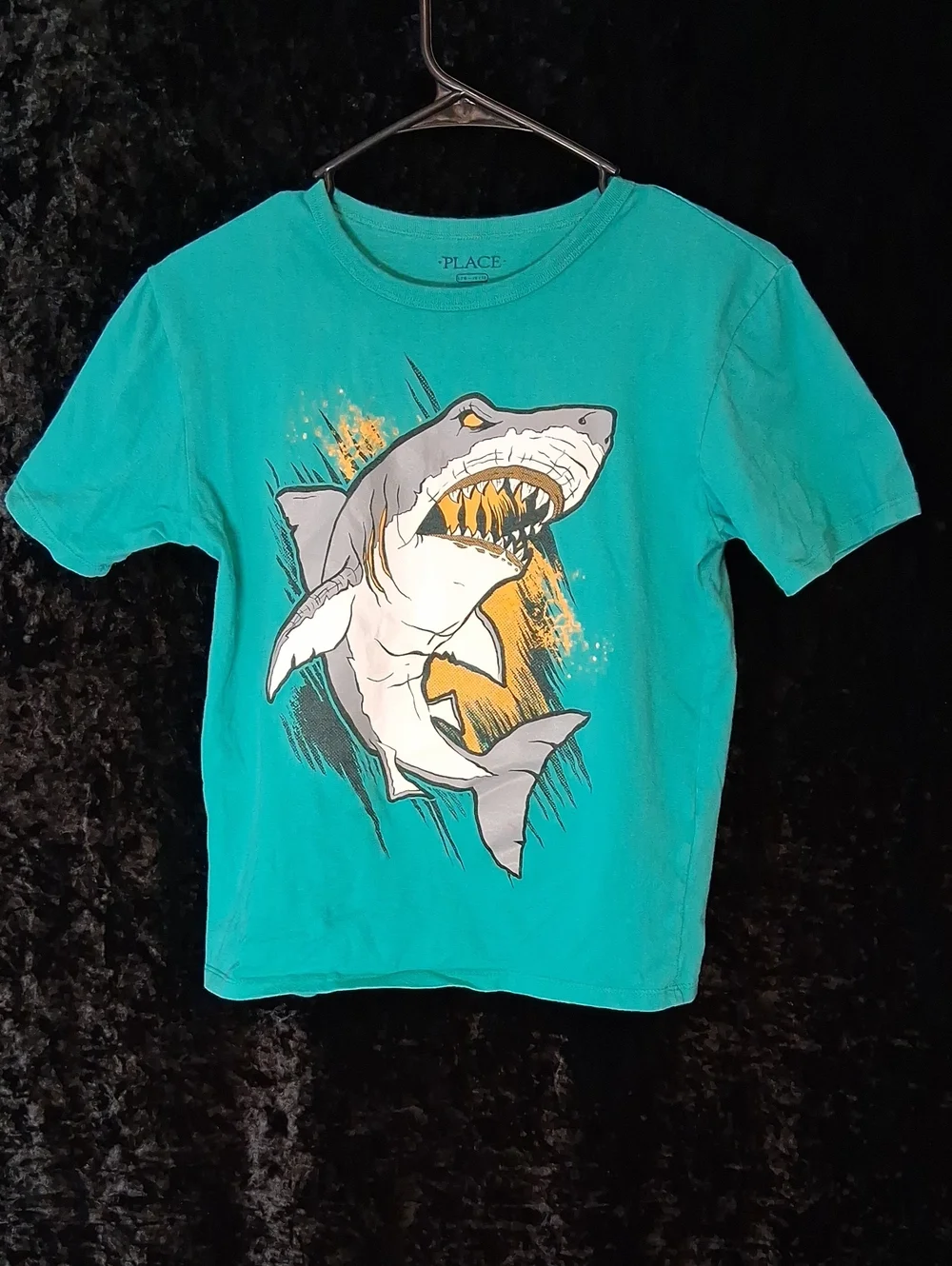 🦈 The Children’s Place Boys Teal Shark Graphic Tee (Size 10/12)